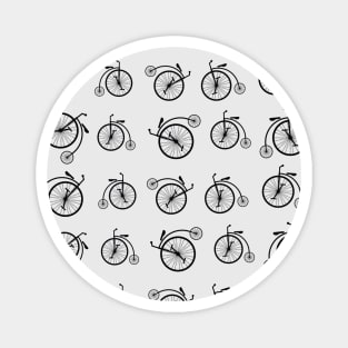 Retro Bicycle Pattern on Grey Background Magnet